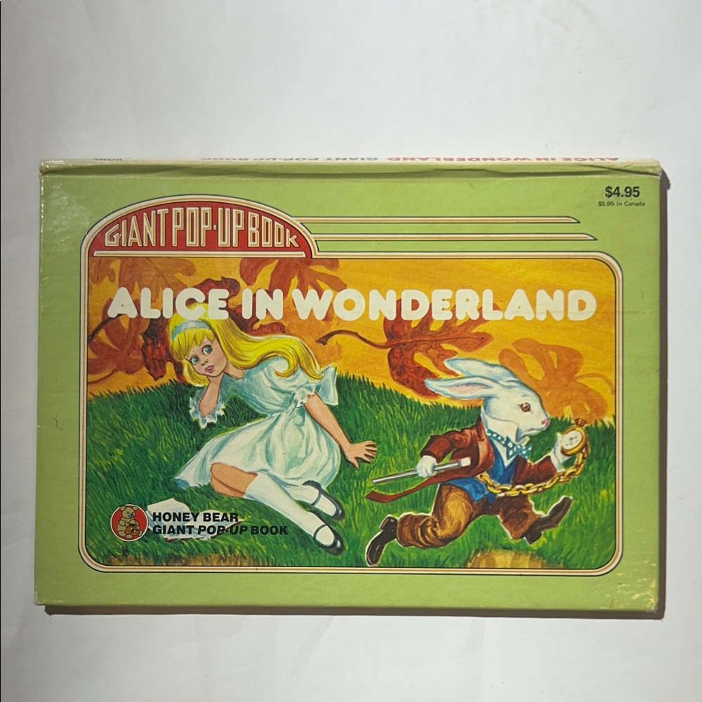 Vintage Alice in Wonderland Giant Pop-Up Book - Green & Yellow Cover